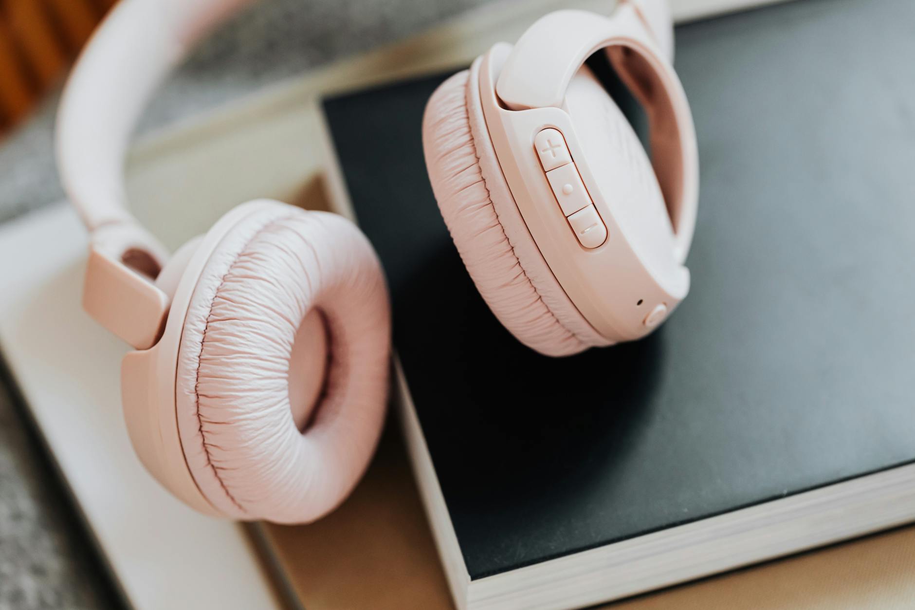 close up shot of wireless headphones